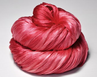 Past candy time OOAK - Glossy Silk Tape Yarn - light fingering weight - knitted i-cord yarn - hand dyed yarn – DyeForYarn