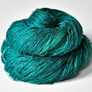 Diving into the Caribbean sea Tussah Silk Lace Yarn Turquoise Hand Dyed Yarn handgefärbte Seide Garn handgefärbt DyeForYarn image 2