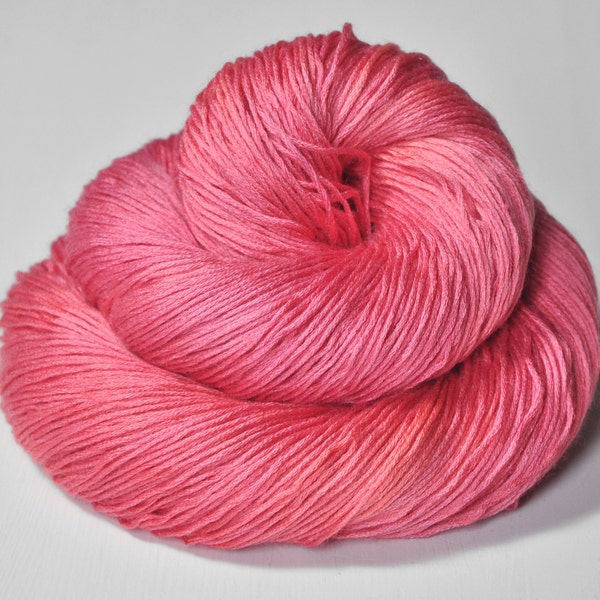 Artificial rose coral -  Silk / Cashmere Lace Yarn - Hand Dyed Yarn - handgefärbte Seide  - Garn handgefärbt - DyeForYarn