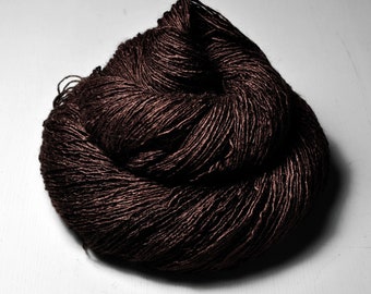 Roasted coffee bean - Tussah Silk Lace Yarn- Hand Dyed Yarn - handgefärbte Seide - Garn handgefärbt - DyeForYarn