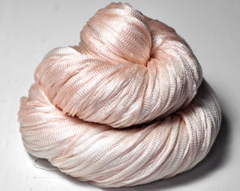 Fading ghost of a chestnut  - Glossy Silk Tape Yarn - light fingering weight - knitted i-cord yarn - hand dyed yarn – DyeForYarn