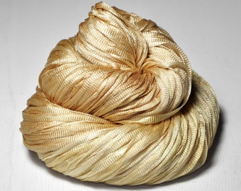 Old lion's mane - Glossy Silk Tape Yarn - light fingering weight - knitted i-cord yarn - hand dyed yarn – DyeForYarn