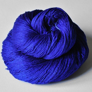 Severe Cobalt intoxication Silk Lace Yarn LSOH knotty skein Hand Dyed Yarn hand dyed silk lace yarn DyeForYarn image 1