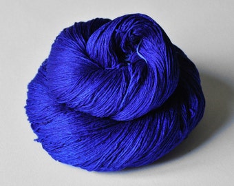 Severe Cobalt intoxication - Silk Lace Yarn LSOH - knotty skein - Hand Dyed Yarn - hand dyed silk lace yarn - DyeForYarn