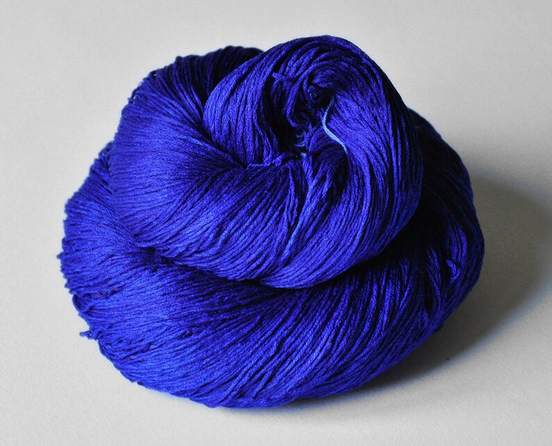 Severe Cobalt intoxication Silk Lace Yarn LSOH knotty skein Hand Dyed Yarn hand dyed silk lace yarn DyeForYarn image 1