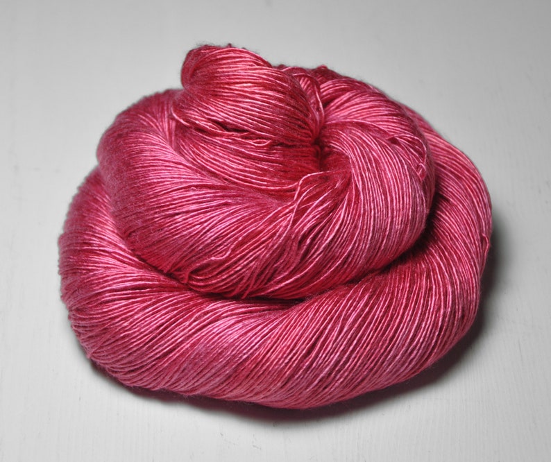 Pink Sunset Kitsch Cream Silk Fingering Yarn Hand Dyed Yarn handgefärbte Seide Garn handgefärbt DyeForYarn image 1