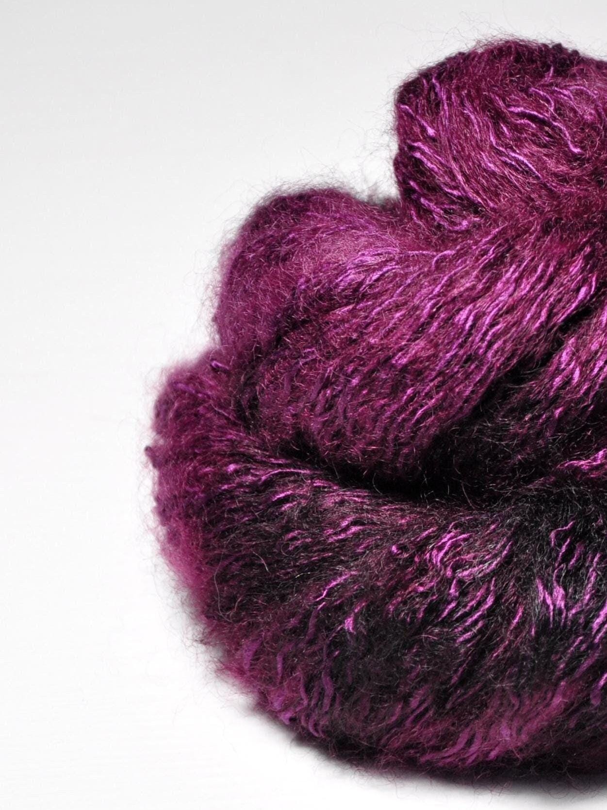 Lot De 10 Pelotes De Laine Mohair Bouclée Rose Fuchsia - Fabriqué En France, Pour Tricot Et Crochet