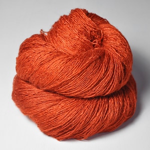 Red-hot metal - Tussah Silk Lace Yarn - hand dyed by DyeForYarn - color: bright orange