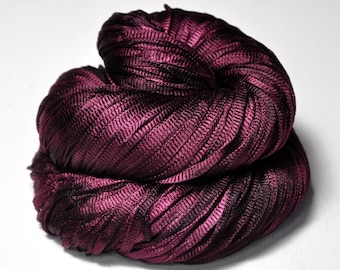 Burgundy ice rose - Glossy Silk Tape Yarn - light fingering weight - knitted i-cord yarn - hand dyed yarn – DyeForYarn