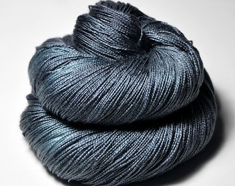 Cold iron - Silk / Merino Lace Yarn superwash - hand dyed by DyeForYarn - color: pewter blue grey