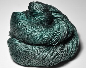The monster in your head - Silk / Merino Lace Yarn superwash - hand dyed by DyeForYarn - color: muted teal green