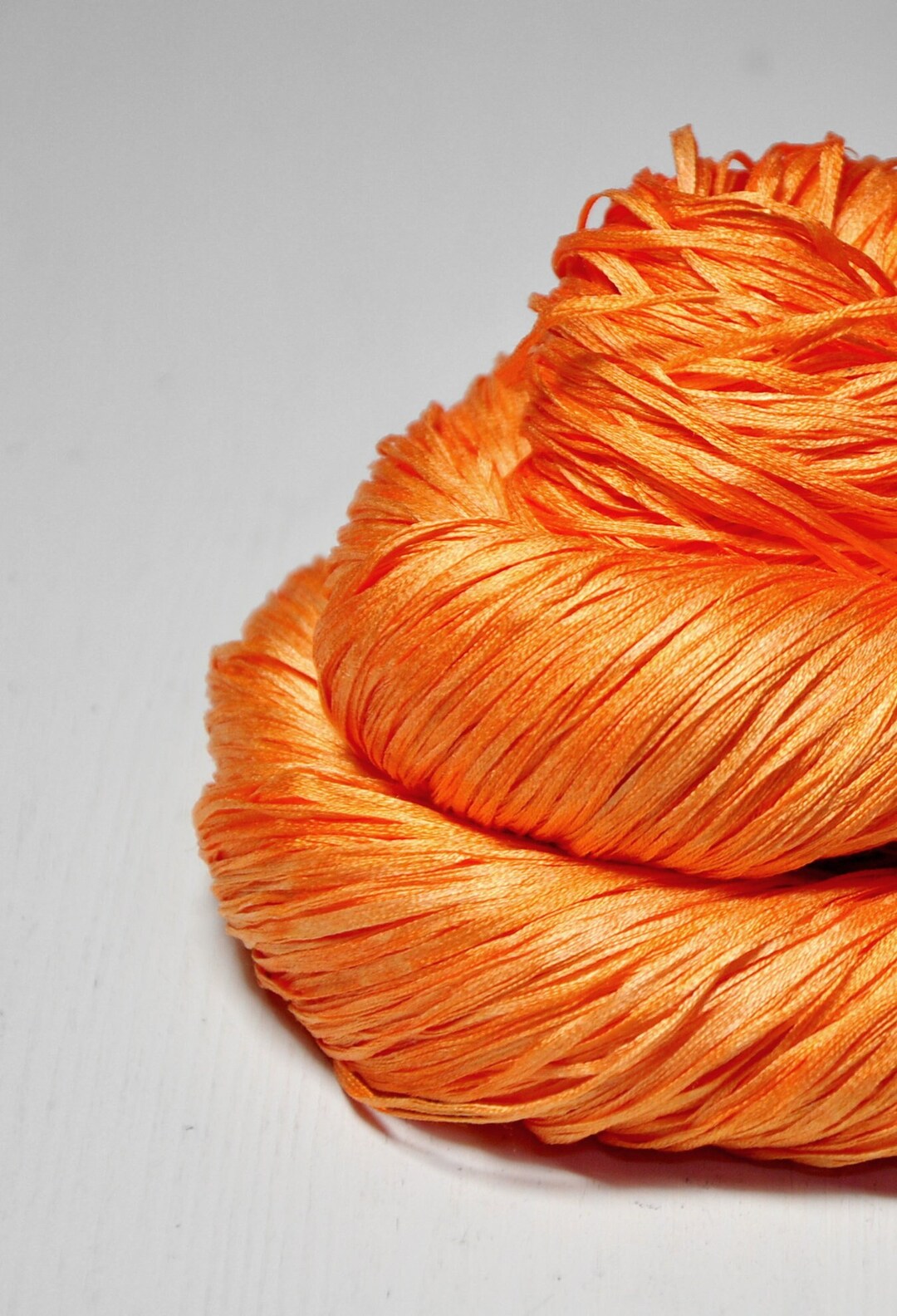 Molten Tangerine Sorbet Hand Dyed Silk Tape Lace Yarn Etsy UK