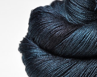 A dark storm is coming near (2) - Silk / Merino Lace Yarn superwash - hand dyed by DyeForYarn - color: dark teal