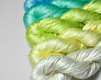 Misplaced idealism - Gradient Yarn Set of Silk Tape Lace Yarn - Hand Dyed Yarn - handgefärbte Seide  - Garn handgefärbt - DyeForYarn