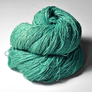 Chilly green sea Tussah Silk Fingering Yarn 200g LSOH Hand Dyed Yarn handgefärbte Seide Garn handgefärbt DyeForYarn image 2