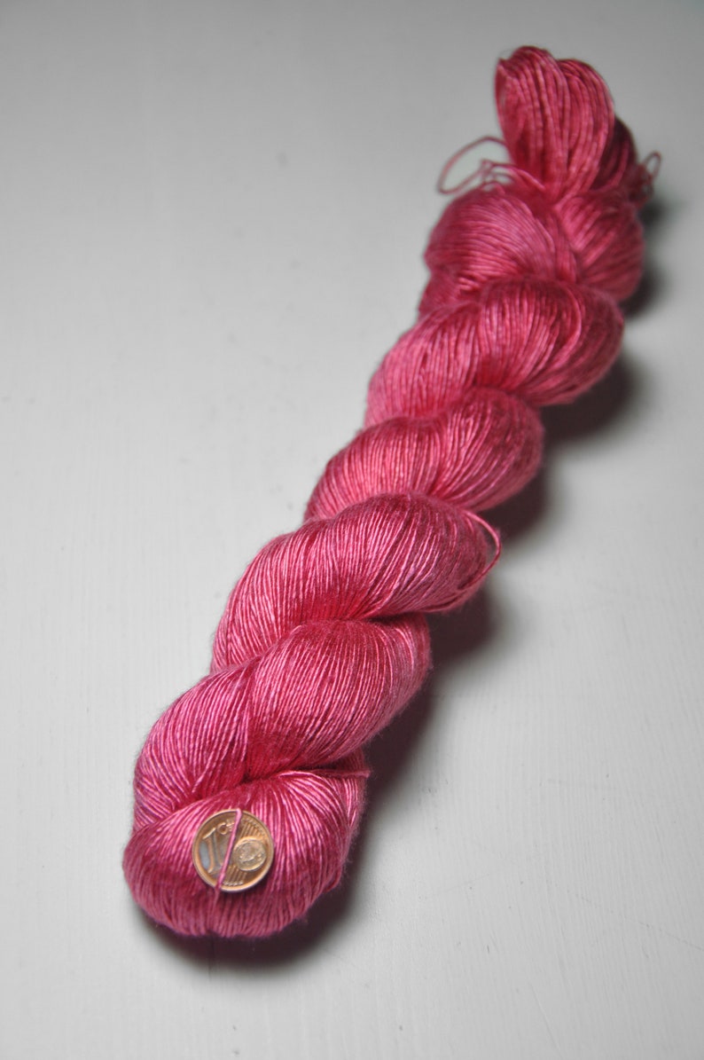 Pink Sunset Kitsch Cream Silk Fingering Yarn Hand Dyed Yarn handgefärbte Seide Garn handgefärbt DyeForYarn image 3