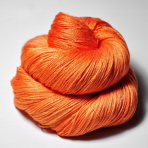 On fire - Silk / Merino Lace Yarn superwash - hand dyed by DyeForYarn - color: bright orange