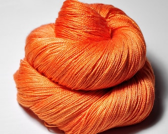 On fire - Silk / Merino Lace Yarn superwash - hand dyed by DyeForYarn - color: bright orange