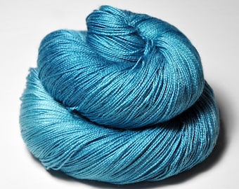 Angry water spirit - Silk / Merino Lace Yarn superwash - hand dyed by DyeForYarn - color: aqua cyan