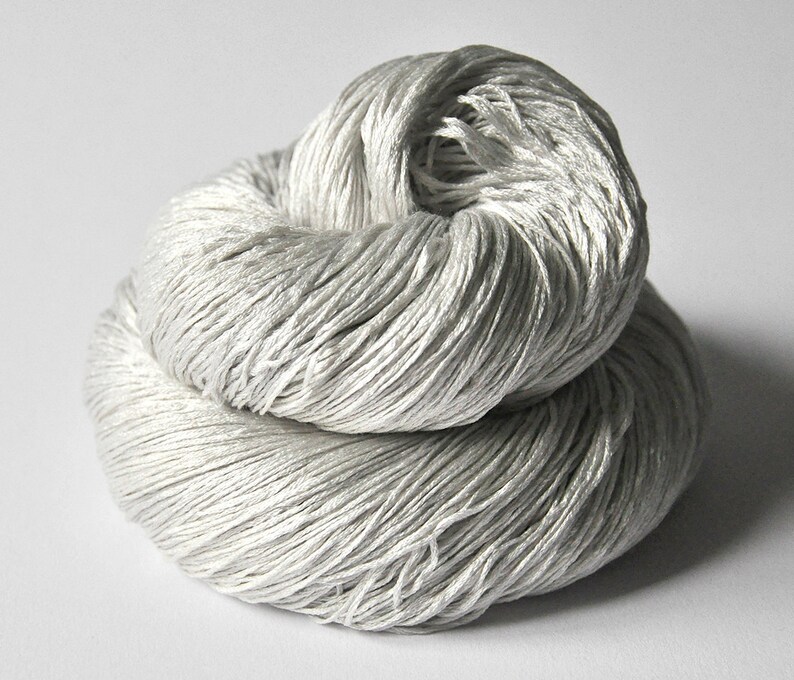 Silver Ghost Silk Lace Yarn Knotty Skein Hand Dyed Yarn Etsy