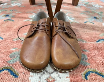 Handmade Leather Barefoot Crazy Caramel-Honey Shoes for Men: Wide Toe Box, Zero Drop Handmade Leather Barefoot Crazy Caramel-Honey Shoes for Men: Wide Toe Box, Zero Drop