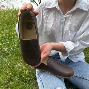 Natural Grounding Barefoot Women Shoes, Leather Shoes Barefoot, Grounding  Shoe Women, Handmade Shoes, All Leather Shoes,Crazy Brown