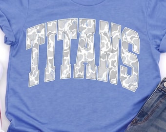 Comfort Colors® Titans Snow Camo Shirt, Varsity Distressed Titans Shirt, School Spirit Mascot Shirt, Game day Shirt, Titans Shirt