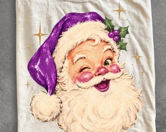 Comfort Colors® Vintage Santa shirt, Distressed Christmas Purple Nostalgic Old Fashioned Festive Holiday DTF shirt, Festive shirt