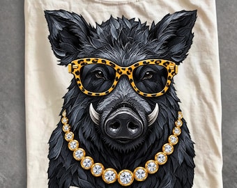 Comfort Colors® Glam Wild Boar T-Shirt, Bling Shirt, Everyday Shirt, Boujee Shirt, Leopard Shirt, Preppy Animal Shirt, State Fair Shirt
