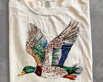 Comfort Colors® Faux Rhinestone Mallard Duck Flying shirt, Instant Digital shirt, Agriculture shirt, Hunting Shirt, Country shirt