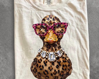 Comfort Colors® Glam print Goose shirt, Bling shirt, Rhinestone Diamond Necklace Sassy duck shirt, Everyday shirt, Boujee shirt, Glam shirt