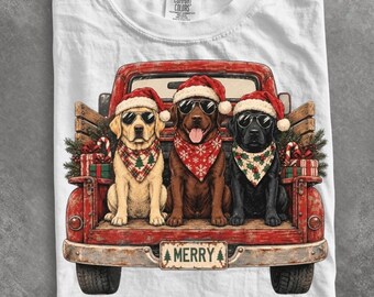 Comfort Colors® Christmas Labrador shirt, Christmas Truck shirt, Holiday Dog shirt, Dog Lover Christmas shirt, Merry Christmas shirt