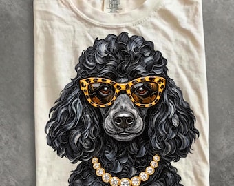Comfort Colors® Glam Poodle Shirt, Bling Leopard Print Dog T-Shirt, Boujee Preppy Graphic Tee, Cute Poodle Dog Mom Gift for Women