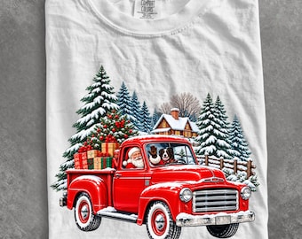 Comfort Colors® Vintage Christmas Truck shirt, Retro Red Pickup Christmas shirt, Rustic Farmhouse Holiday shirt, Winter Christmas Shirt