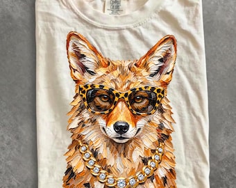 Comfort Colors® Western Glam Coyote Shirt, Cowgirl Spirit Wear T-Shirt, Boujee Game Day Graphic Tee, Preppy Coyote Mascot Gift for Women