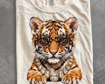 Comfort Colors® Glam Tiger shirt, Tiger shirt, Bling shirt, Everyday shirt, Boujee shirt, Leopard Print shirt, Tiger shirt, Animal shirt