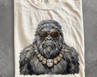 Comfort Colors® Glam Bigfoot shirt, Bling shirt, Everyday shirt, Boujee shirt, Sasquatch shirt, Preppy Animal Print shirt, Boutique shirt