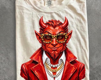 Comfort Colors® Glam Red Devil Shirt, Bling Leopard Print Spirit Wear T-Shirt, Boujee Preppy Graphic Tee, Red Devils School Mascot Gift