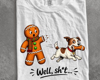 Comfort Colors® Funny Gingerbread Dog shirt, Vintage Christmas Cookie Thief Holiday Humor shirt, Christmas shirt, Vintage shirt