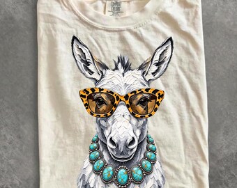 Comfort Colors® Glam Western Mule Shirt, Bling Leopard Print Cowgirl T-Shirt, Boujee Preppy Graphic Tee, Sparkle Mule Gift for Women