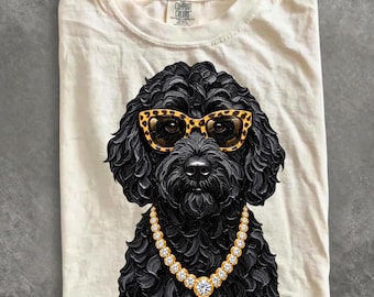 Comfort Colors® Glam Goldendoodle T-Shirt, Bling Leopard Print Pet Graphic Tee, Boujee Preppy Dog Mom Shirt, Cute Doodle Lover Gift