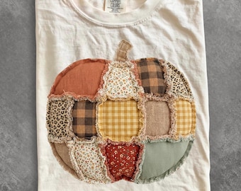 Comfort Colors® Patchwork Pumpkin Shirt, Cozy Fall Shirt Design Spooky Season Shirt, Pumpkin Shirt, Boho Cottagecore Fall Leopard Print tee