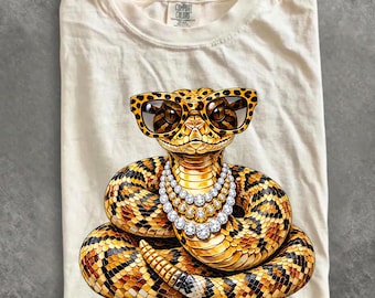 Comfort Colors® Glam Rattlesnake Shirt, Bling Leopard Print Snake T-Shirt, Boujee Preppy Graphic Tee, Sparkle Animal Print Gift for Women