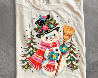 Comfort Colors® Vintage Snowman Christmas shirt, Retro Christmas Snowman shirt, Nostalgic Holiday shirt, Cute Snowman shirt, Christmas shirt