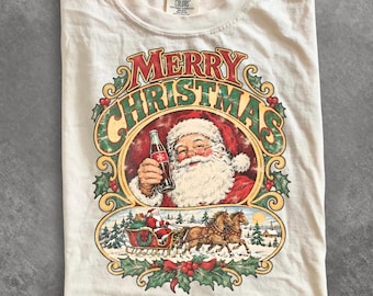 Comfort Colors® Vintage Santa shirt, Merry Christmas shirt, Santa With Soda Bottle shirt, Retro Christmas shirt, Old Fashioned  shirt