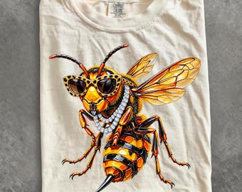 Comfort Colors® Glam Hornet Shirt, Bling Leopard Print Insect T-Shirt, Boujee Preppy Graphic Tee, Sparkle Hornet Mascot Gift for Women