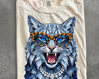 Comfort Colors® Glam Wildcat Shirt, Bling Leopard Print Wildcats Pride T-Shirt, Boujee Graphic Tee, Preppy Sparkle Wildcats Game Day Gift