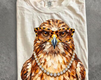 Comfort Colors® Glam Hawk Shirt, Bling Leopard Print Spirit Wear T-Shirt, Boujee Preppy Graphic Tee, Sparkle Hawks Mascot Gift for Women