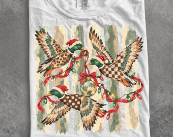 Comfort Colors® Mallard Christmas shirt, Vintage Duck Ornament shirt, Retro Duck Hunting Christmas shirt, Holiday Waterfowl shirt