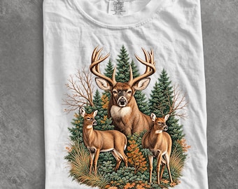 Comfort Colors® Vintage Deer Hunting shirt, Buck Deer shirt, Woodland Wildlife shirt, Rustic Hunter Shirt, Outdoors Hunting shirt